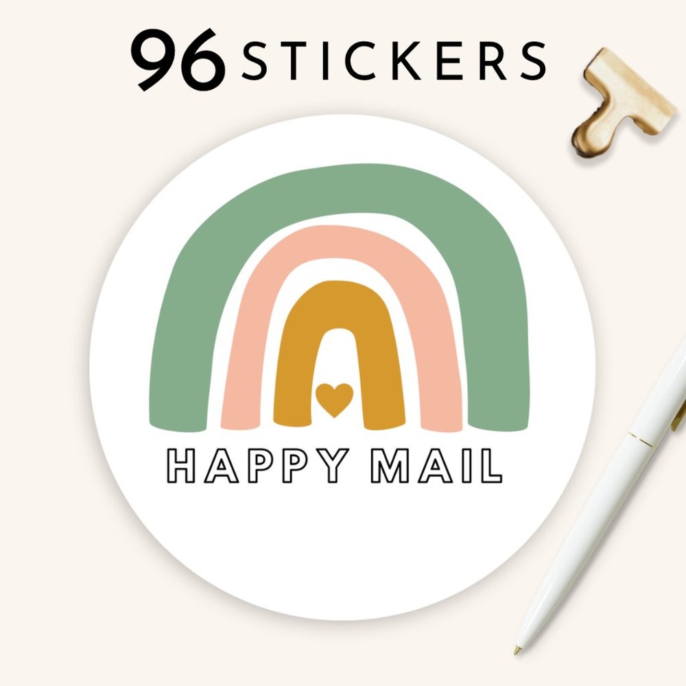 Happy Mail Stickers Organic Rainbow 96 Count